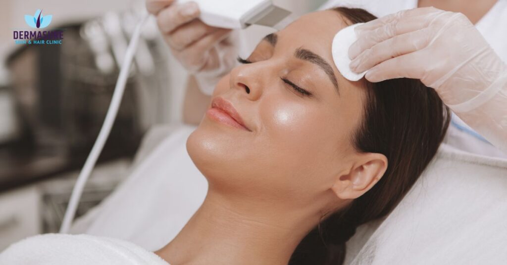 Dermatologist assessing skin tightening treatment plan at Dermasure