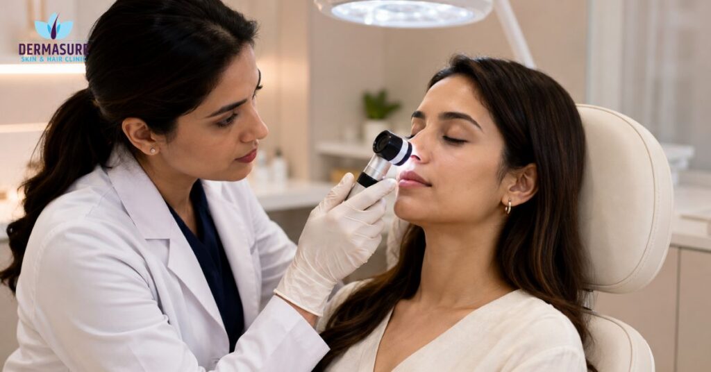 Dermatologist performing acne treatment for clearer skin in South Delhi