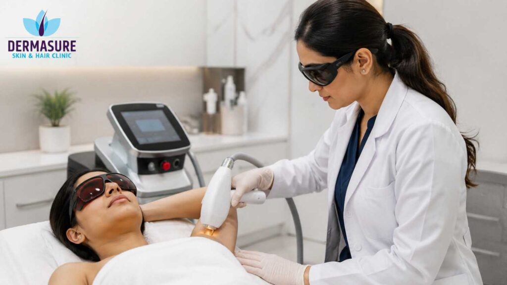 Laser hair reduction treatment for Indian skin at Derma Sure Clinic