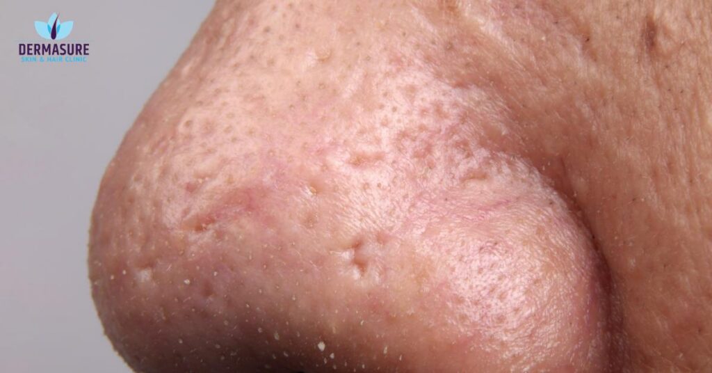Laser acne scar treatment session in progress at Dermasure clinic, South Delhi